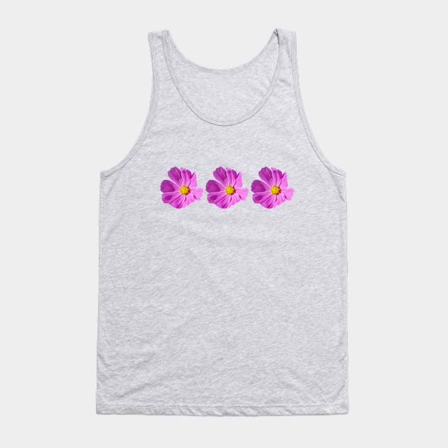 Three Pink Cosmos Flowers Floral Photo Tank Top by ellenhenryart